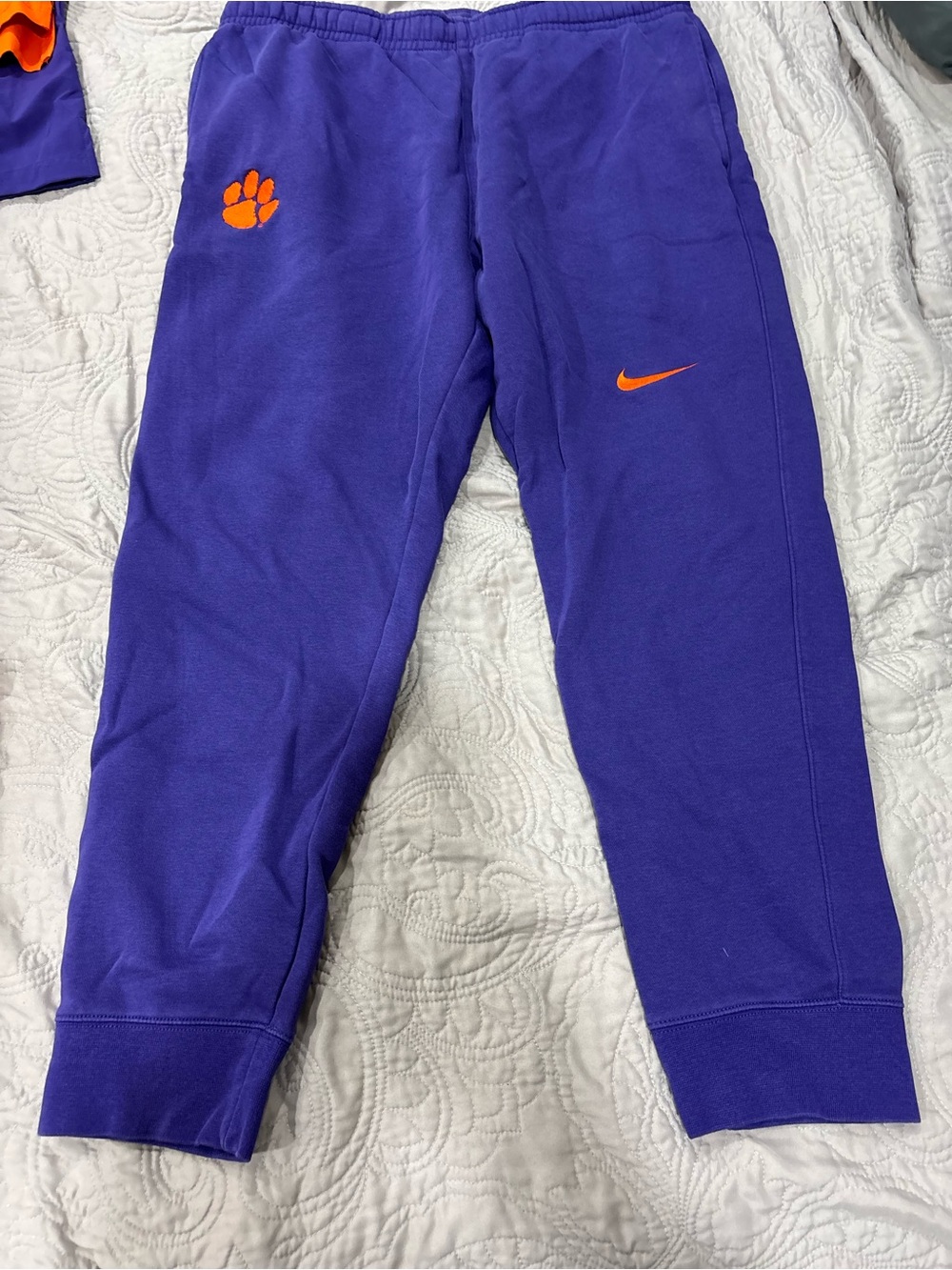 Clemson XL Nike Mens Purple Jogger Sweatpants with Orange Accents
